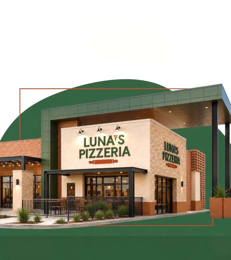 Luna's Pizzeria — storefront signage & branding