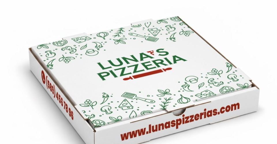 Luna's Pizzeria custom packaging